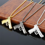 Pistol Pendants Necklaces Submachine Gun Necklace Men Hip Hop Jewelry Chain Collier