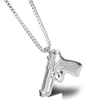 Pistol Pendants Necklaces Submachine Gun Necklace Men Hip Hop Jewelry Chain Collier