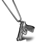 Pistol Pendants Necklaces Submachine Gun Necklace Men Hip Hop Jewelry Chain Collier