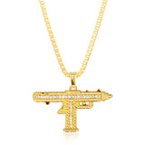 Pistol Pendants Necklaces Submachine Gun Necklace Men Hip Hop Jewelry Chain Collier