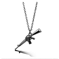 Pistol Pendants Necklaces Submachine Gun Necklace Men Hip Hop Jewelry Chain Collier