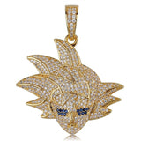 TOPGRILLZ Dragon Ball Character Gokan Pendant Necklace Iced Out Cubic Zircon Hip Hop Gold Silver Color Men Charm Chain Jewelry
