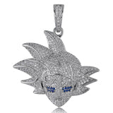 TOPGRILLZ Dragon Ball Character Gokan Pendant Necklace Iced Out Cubic Zircon Hip Hop Gold Silver Color Men Charm Chain Jewelry
